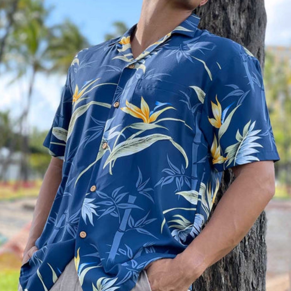 Paradise Found Honolulu Hawaii Tropical Resortwear Vacation Luau Hawaiian Shirt